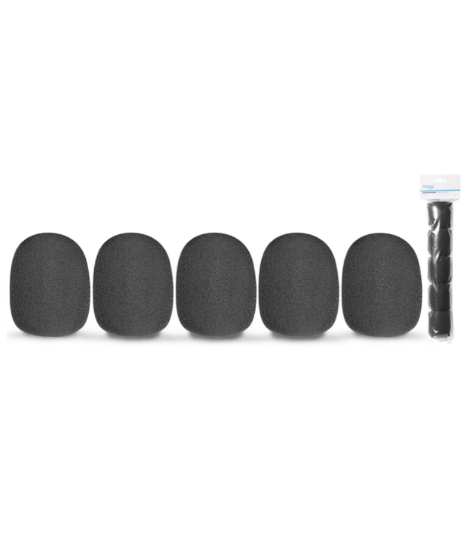 Stagg Five Pack Foam Windscreen for Microphone - Black Color