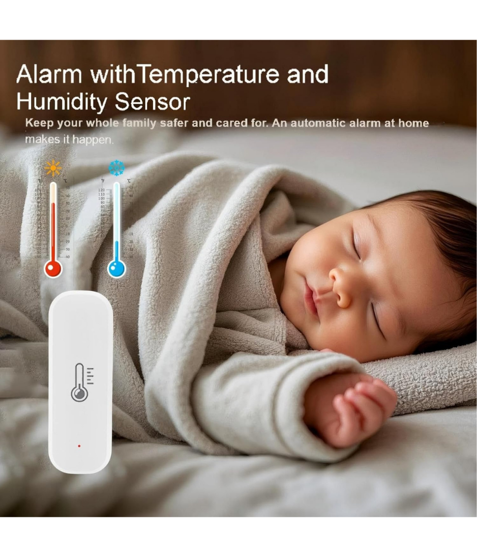 Sanofuturion Smart Temperature Humidity Sensor, Tuya WiFi Hygrometer Indoor Monitor with App Alerts, Works with Alexa/Google Home, Real-Time Data & Scene Automation (2.4GHz Only)