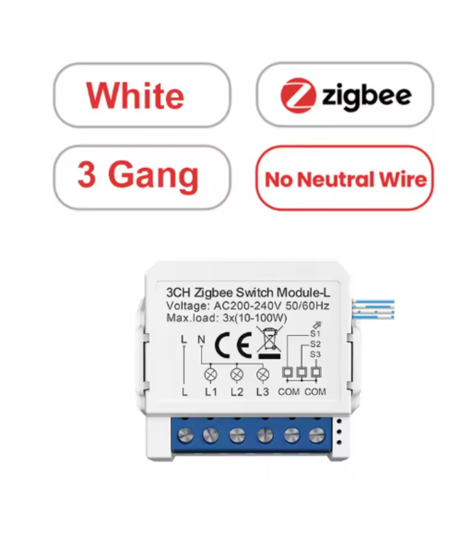 AVATTO Tuya ZigBee & Wifi Smart Light Switch No Neutral Relay Module 1/2/3 Gang Smart Life/Tuya App Control,Work with Alexa Google Home