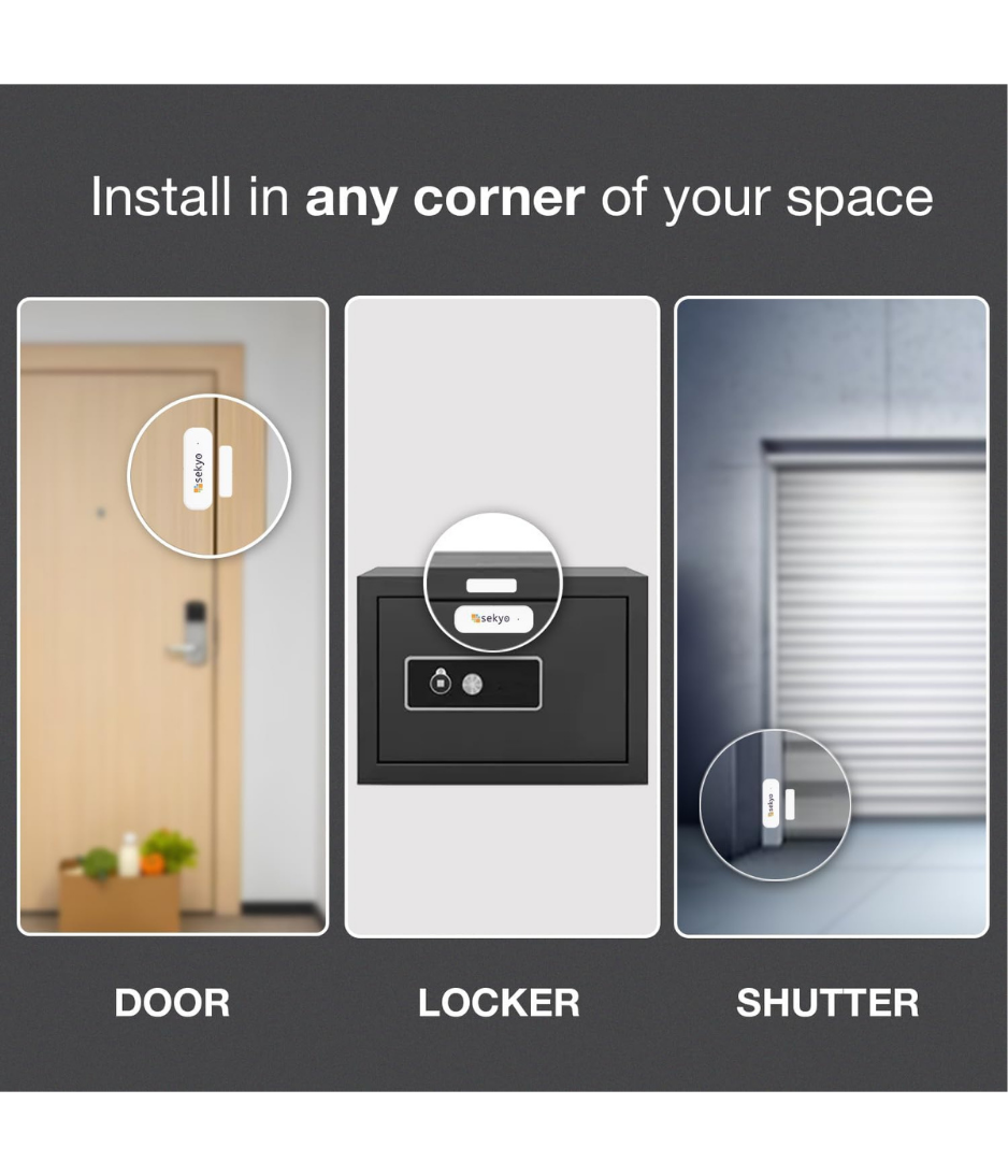 sekyo Smart WiFi Door Sensor Home| No Hub Required| App Alert, Works with Tuya Smart Life Devices, Compatible with Alexa, Google Home, Siri| Smart WiFi Door Sensor for Home/Office (Phone Alert)