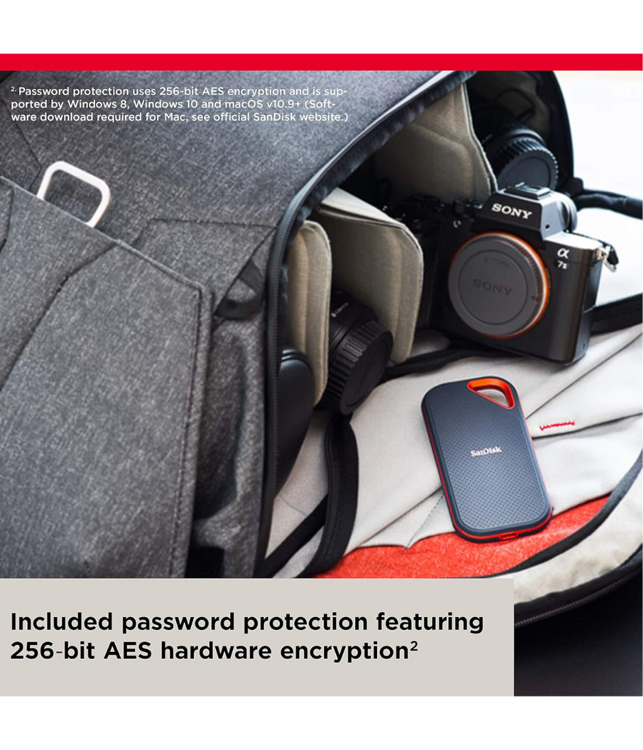 SanDisk Extreme Pro 1-4TB Portable NVMe SSD, USB C, up to 2000MB/s, Ruggedised and Water Resistant SDSSDE81 4T00 G25, Blue, Extreme Pro, SDSSDE81 4T00 G25, 4 TB