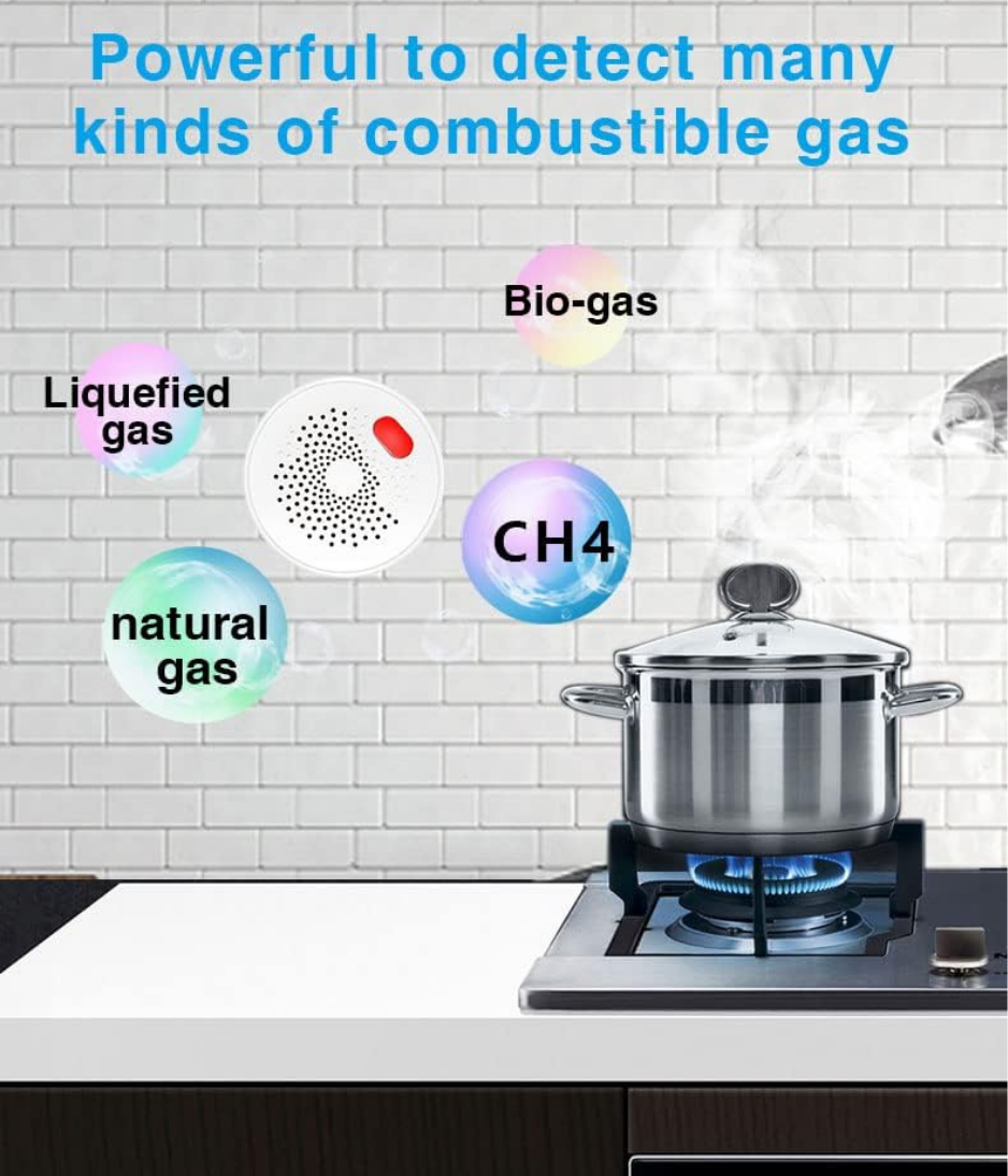 UanTii Smart Natural Gas Alarm Combustible Gas Detector Gas Leakage Sensor Works With Tuya Smart Life APP for Home Safety