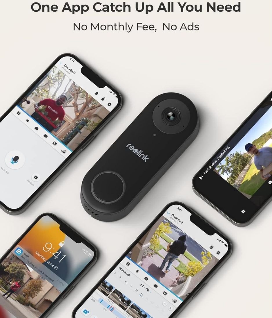 REOLINK Wired Video Doorbell WiFi, 5MP HD Door Bell Camera, 2.4 / 5GHz Wi-Fi Security Cam System, Human Detection, Cloud/microSD Card Storage, FrontDoor, Chime Included