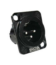 Enova XLR Chassis Connector Male 3-Pin Black Metal Housing Solder Cups