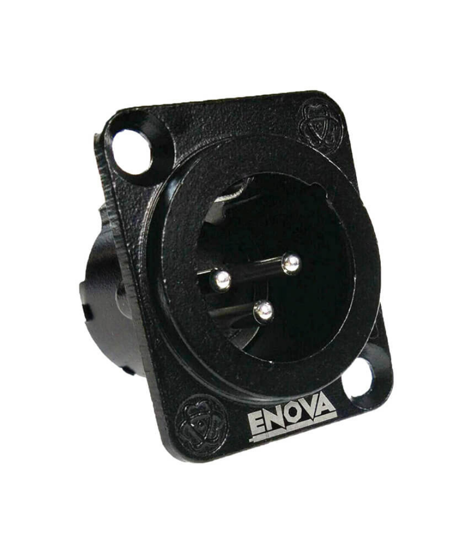 Enova XLR Chassis Connector Male 3-Pin Black Metal Housing Solder Cups