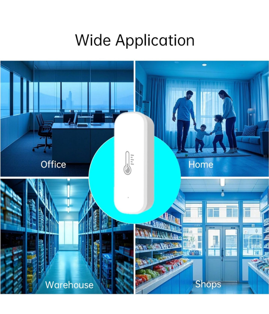 Sanofuturion Smart Temperature Humidity Sensor, Tuya WiFi Hygrometer Indoor Monitor with App Alerts, Works with Alexa/Google Home, Real-Time Data & Scene Automation (2.4GHz Only)