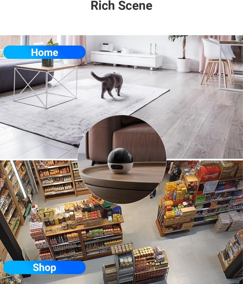 EZVIZ Security Camera C7, 2K+ / 4MP Dual-Lens CCTV Camera for Home, Baby Monitor with 360° View, Night Vision, Human/Pet Detection, Auto Tracking, Two-Way Calling, Patrol Mode, Alexa & Google Control
