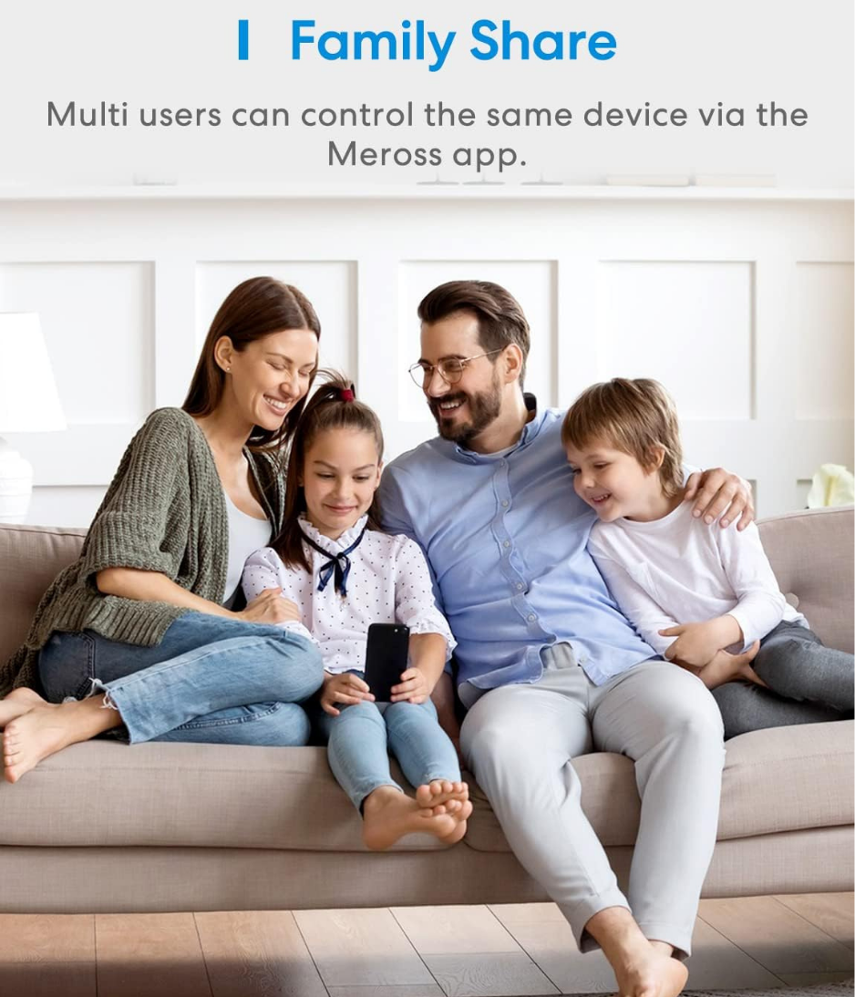 meross WIFI Power Extension, 6 AC Outlets 4 USB Ports Extension Lead, Compatible with Apple Homekit SmartThings Alexa Google Home, Voice/Remote Control Surge Protector with USB, 2.4GHz, 6ft Cord Long