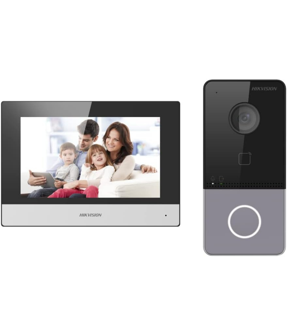 HIKVISION DS-KIS603-P Video Intercom Villa Door Station Bundle, 7-inch colorful touch screen with resolution 1024 × 600, Supports wireless network, Standard PoE