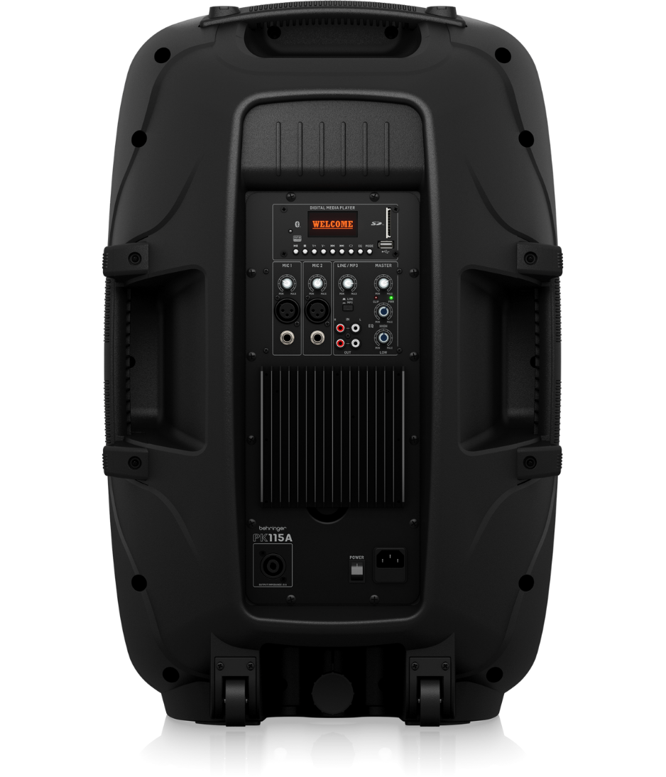 Behringer PK115A Active 800-Watt 15" PA Speaker System with Built-in Media Player, Bluetooth Receiver and Integrated Mixer