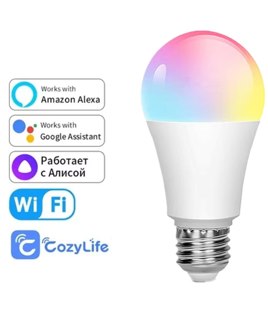 WiFi Smart Light Bulb E27 LED RGB Lamp 15W Work with Alexa/Google Home 85-265V RGB+White Dimmable Timer Function color Bulb