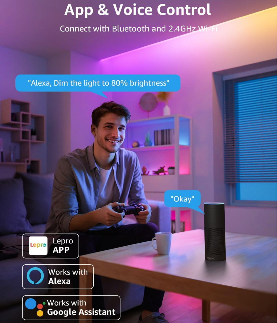 Smart Rainbow LED Strip Light 5M-20M, 30 LEDs/M, Music Sync, Works with Alexa & Google Home, WiFi Bluetooth App Voice Control, AI Lighting Design Assistant, MagicColor LED Lights for Bedroom