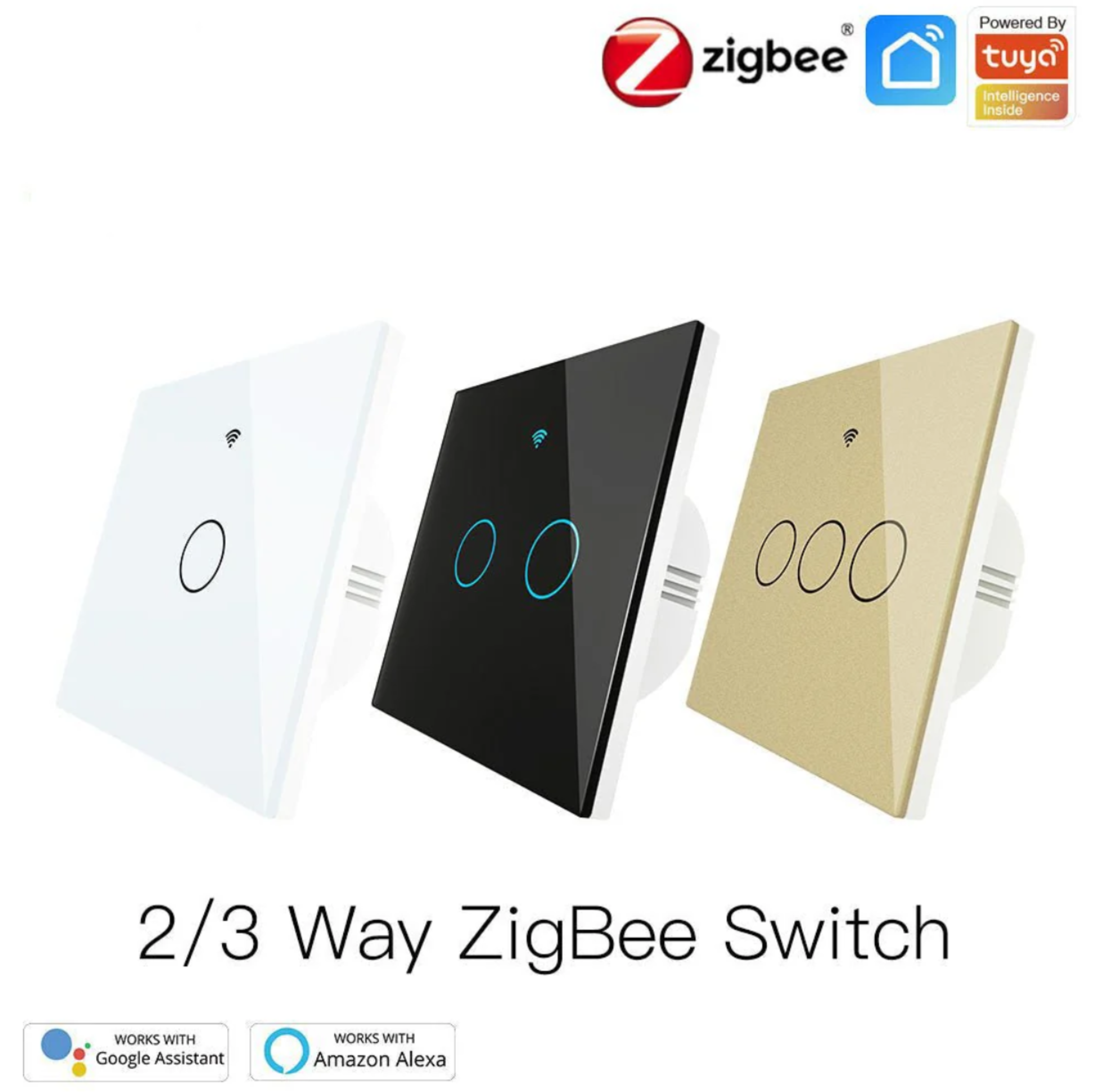 MOES Tuya ZigBee 1/2/3 Gang Smart Touch Switch, Neutral Wire Optional No Capacitor Needed