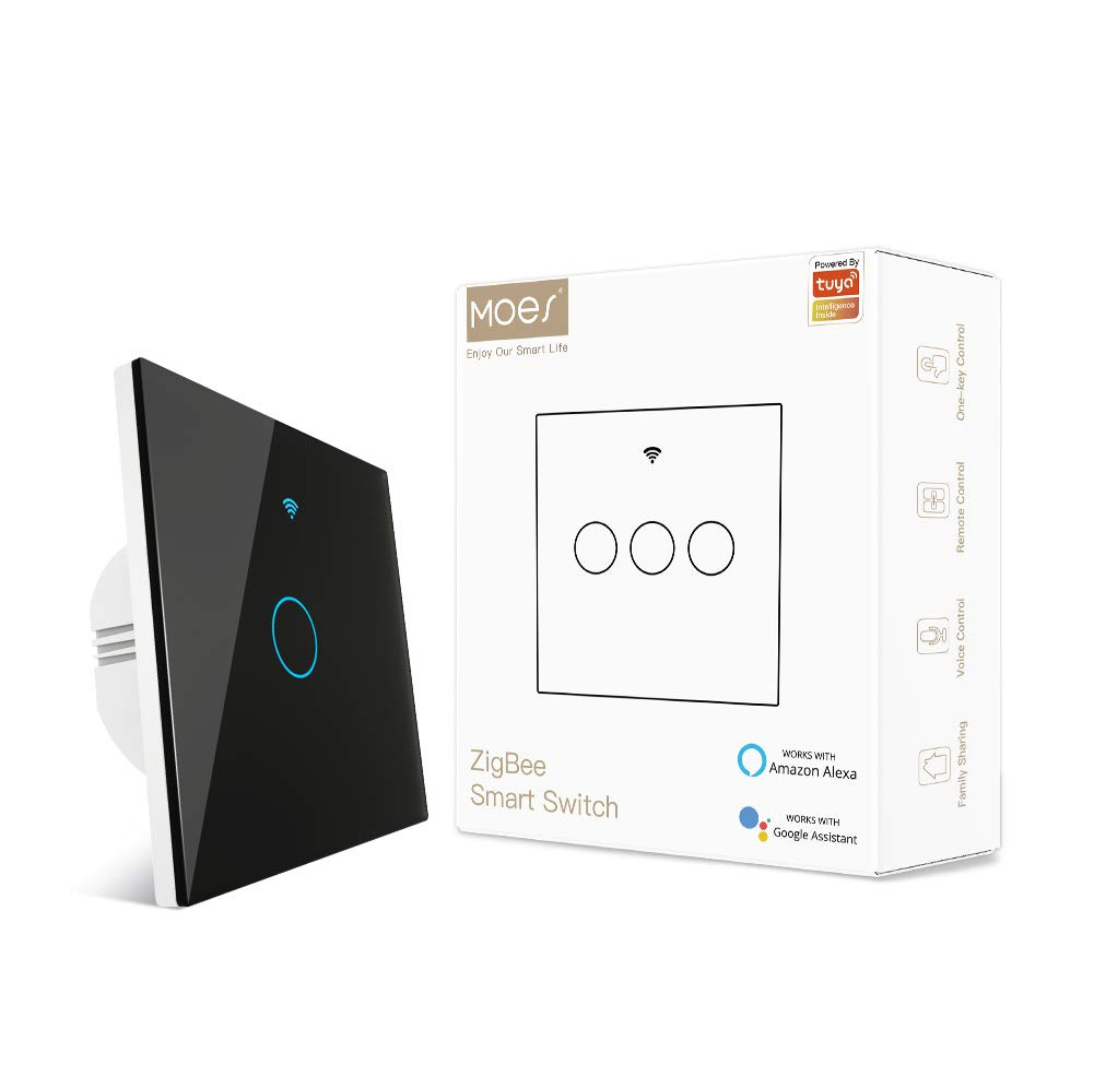 MOES Tuya ZigBee 1/2/3 Gang Smart Touch Switch, Neutral Wire Optional No Capacitor Needed