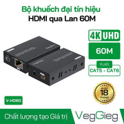 HDTV Network Extender Connect CAT 5e/6e cable to HDMI cable - V-HD60