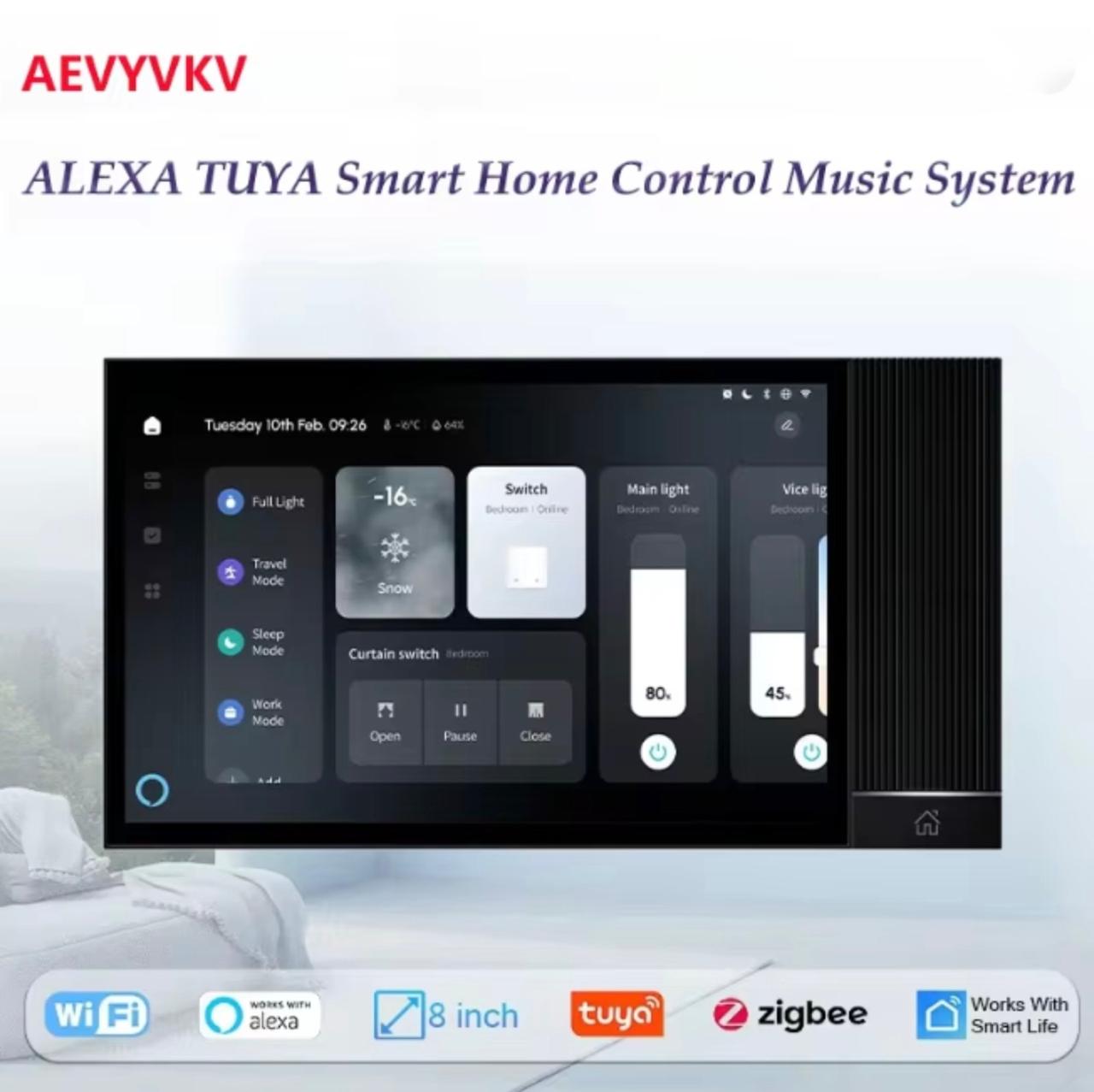 MOES 8 inch tuya smart home central panel touch screen tuya smart switch panel alexa with background music amplifier