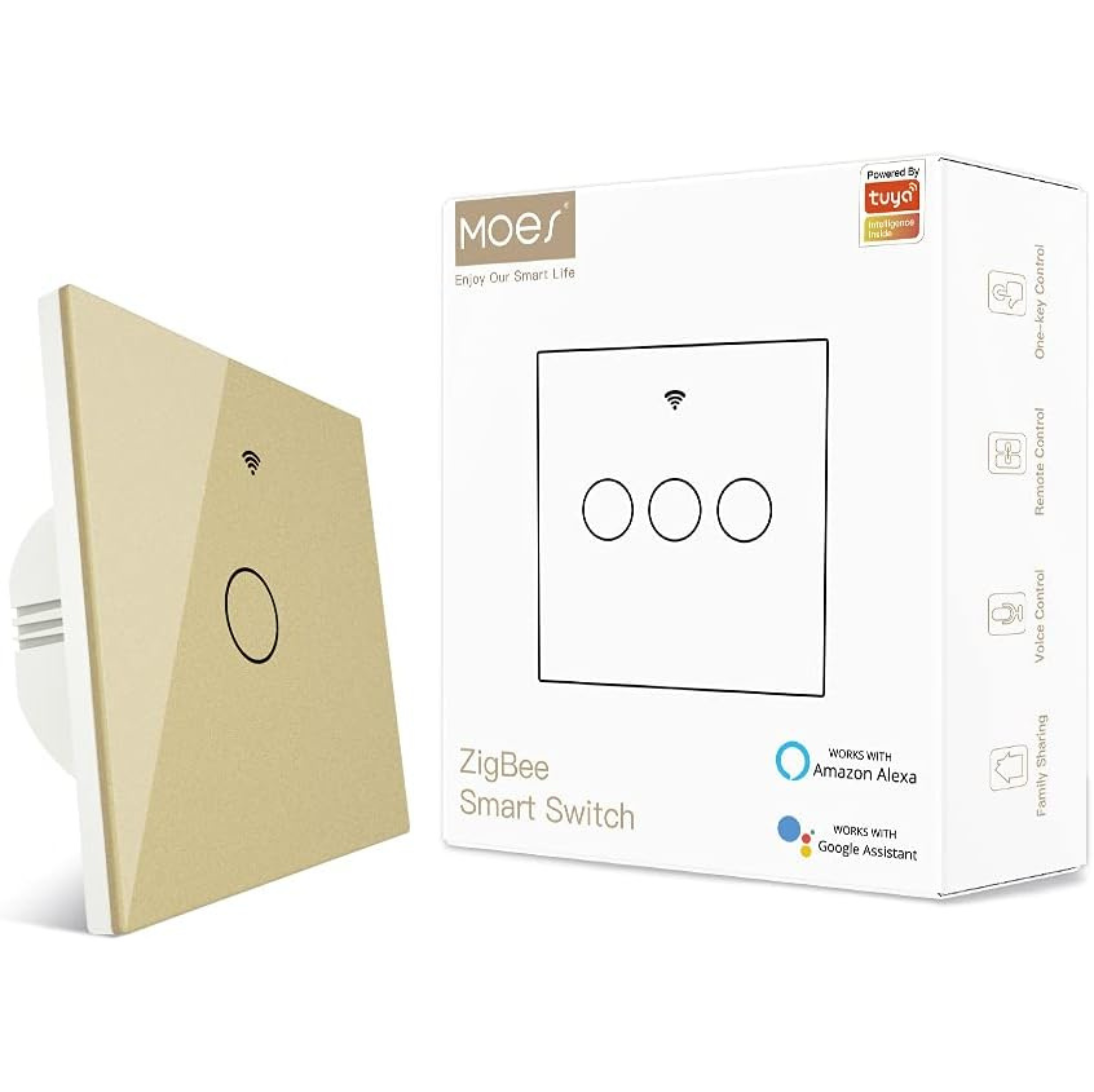 MOES Tuya ZigBee 1/2/3 Gang Smart Touch Switch, Neutral Wire Optional No Capacitor Needed