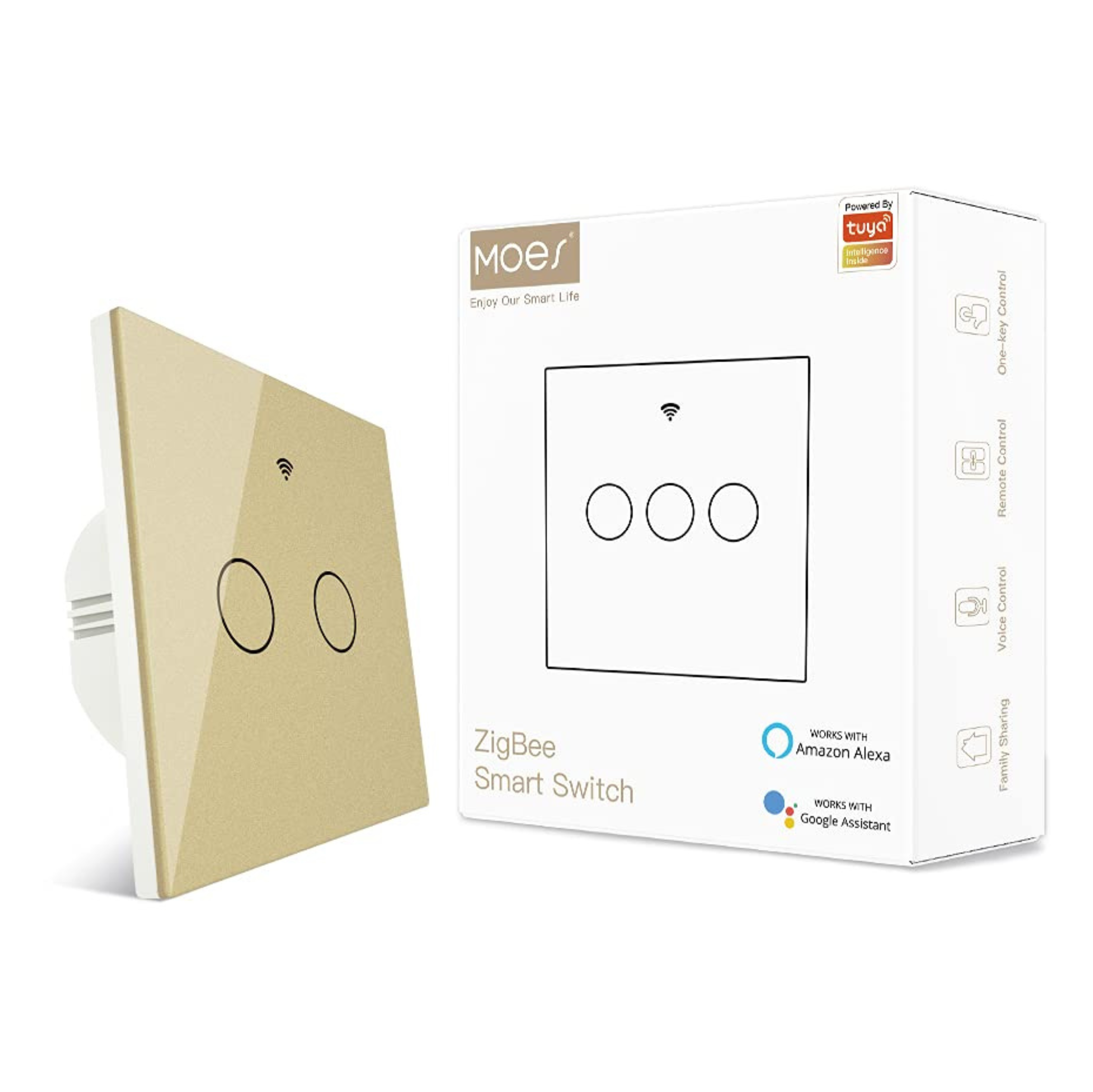 MOES Tuya ZigBee 1/2/3 Gang Smart Touch Switch, Neutral Wire Optional No Capacitor Needed