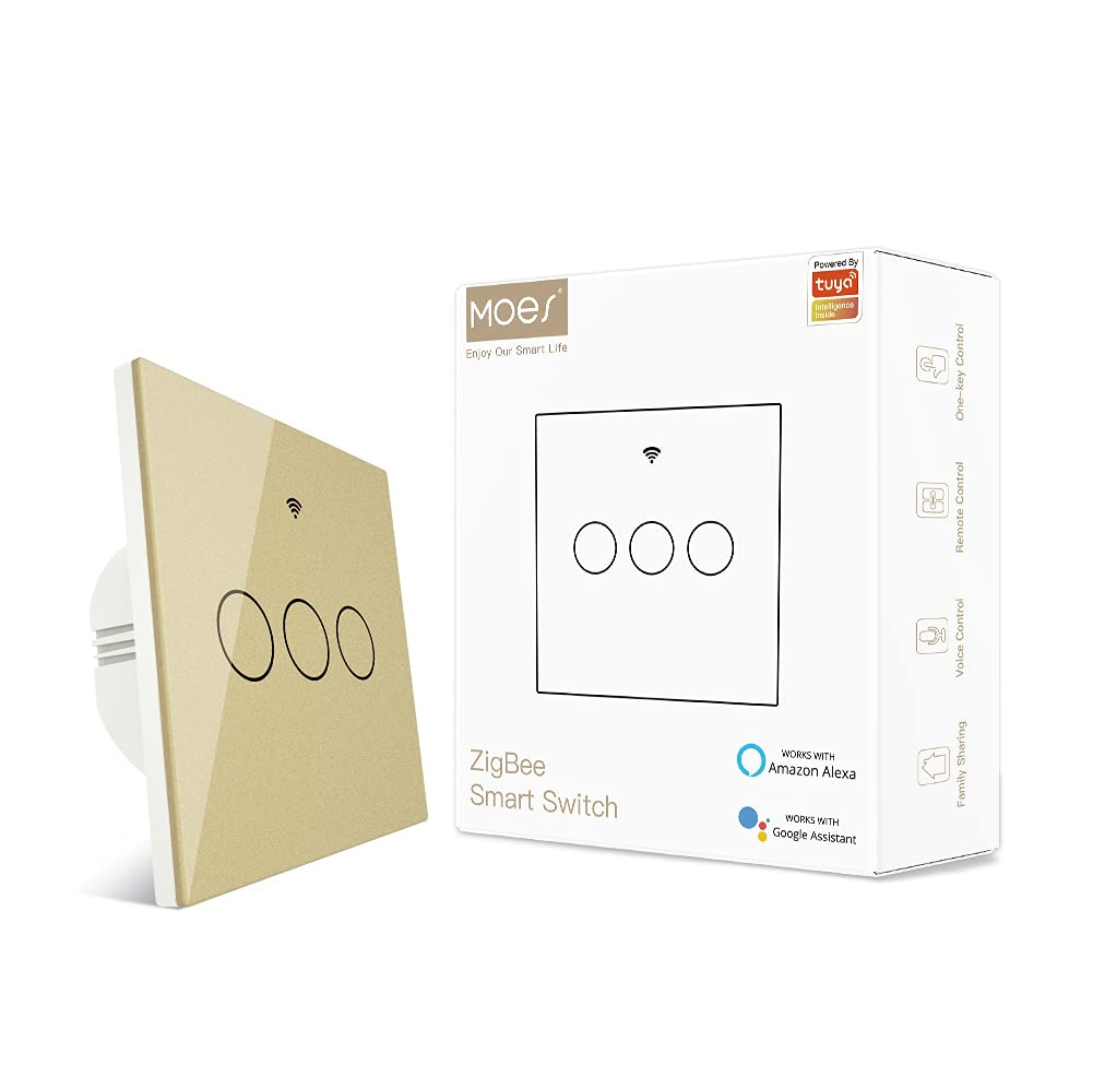MOES Tuya ZigBee 1/2/3 Gang Smart Touch Switch, Neutral Wire Optional No Capacitor Needed