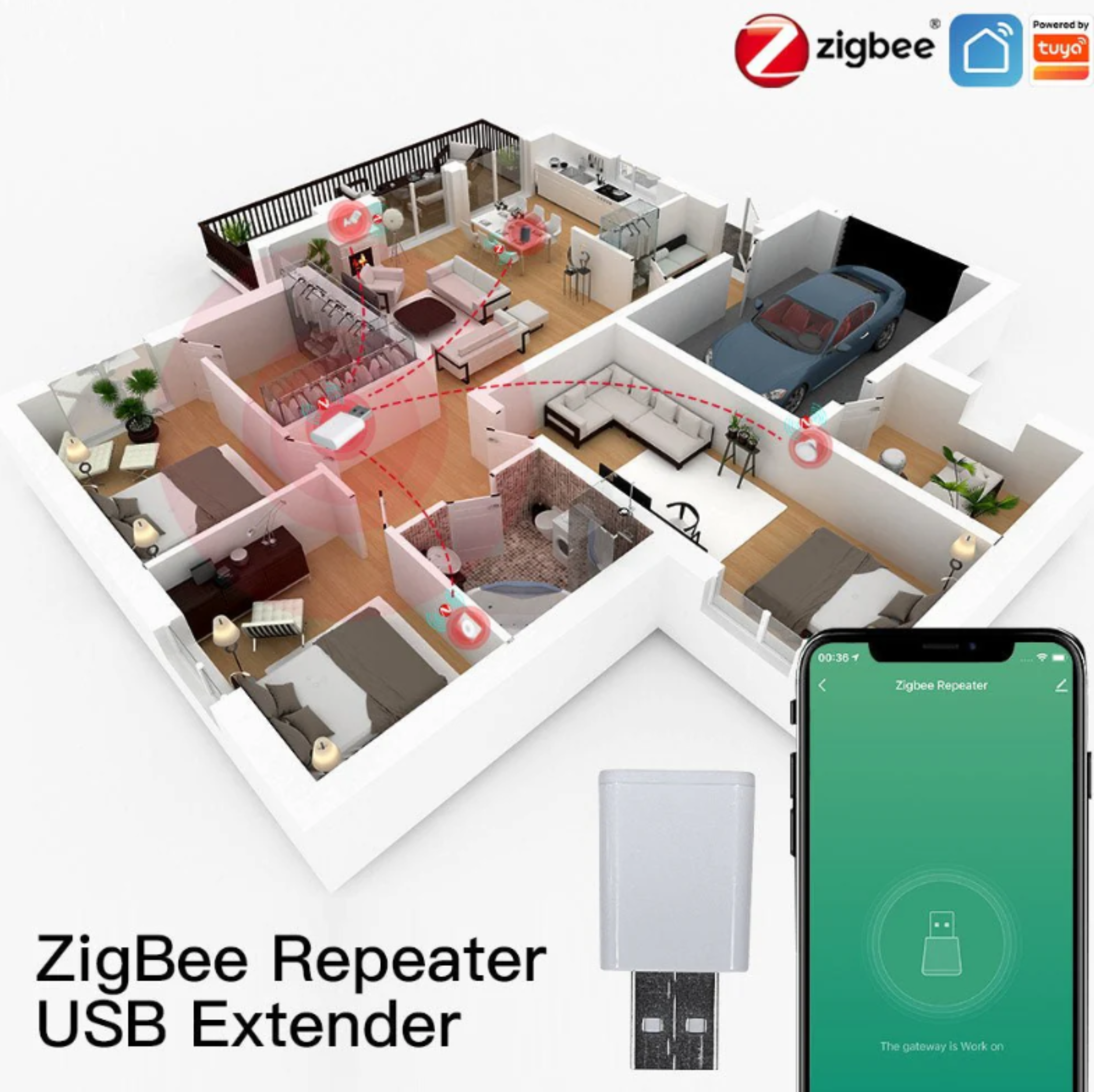 MOES ZigBee Signal Repeater Amplifier USB Extender for Tuya Smart ZigBee Devices