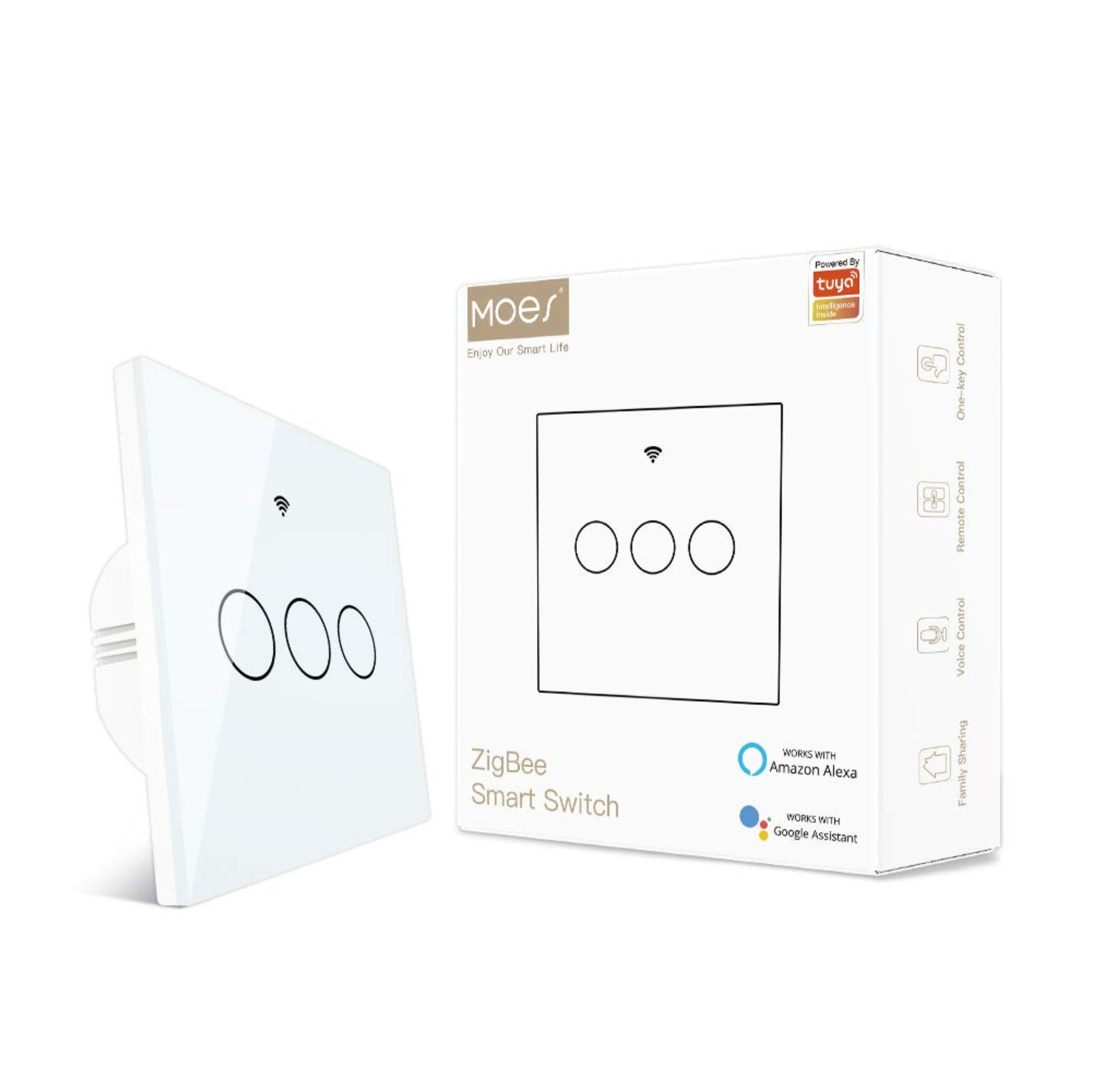 MOES Tuya ZigBee 1/2/3 Gang Smart Touch Switch, Neutral Wire Optional No Capacitor Needed