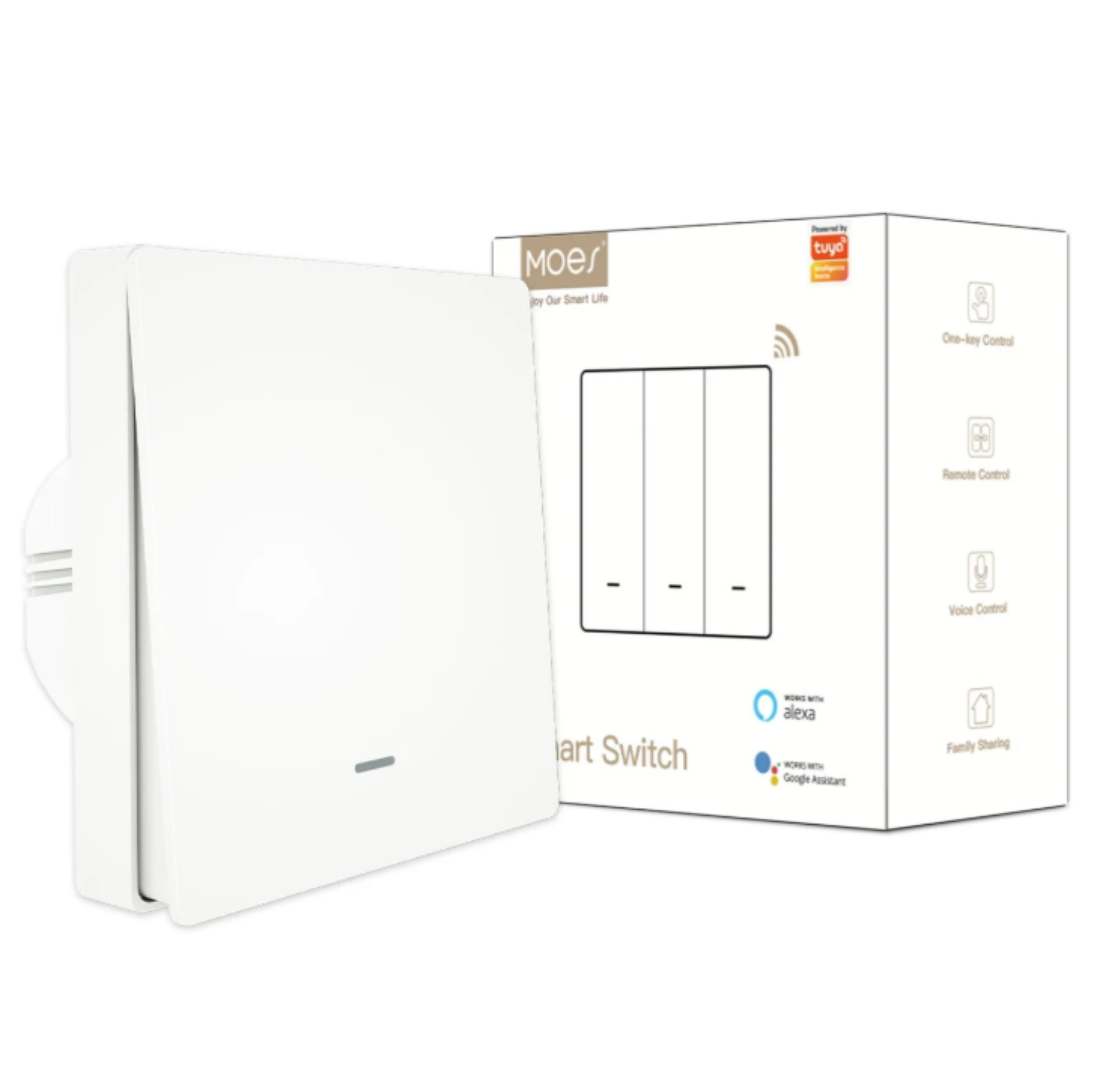MOES ZigBee 1/2/3 Gang Smart Push Button Light Switch Multi-Control Neutral Wire Optional EU