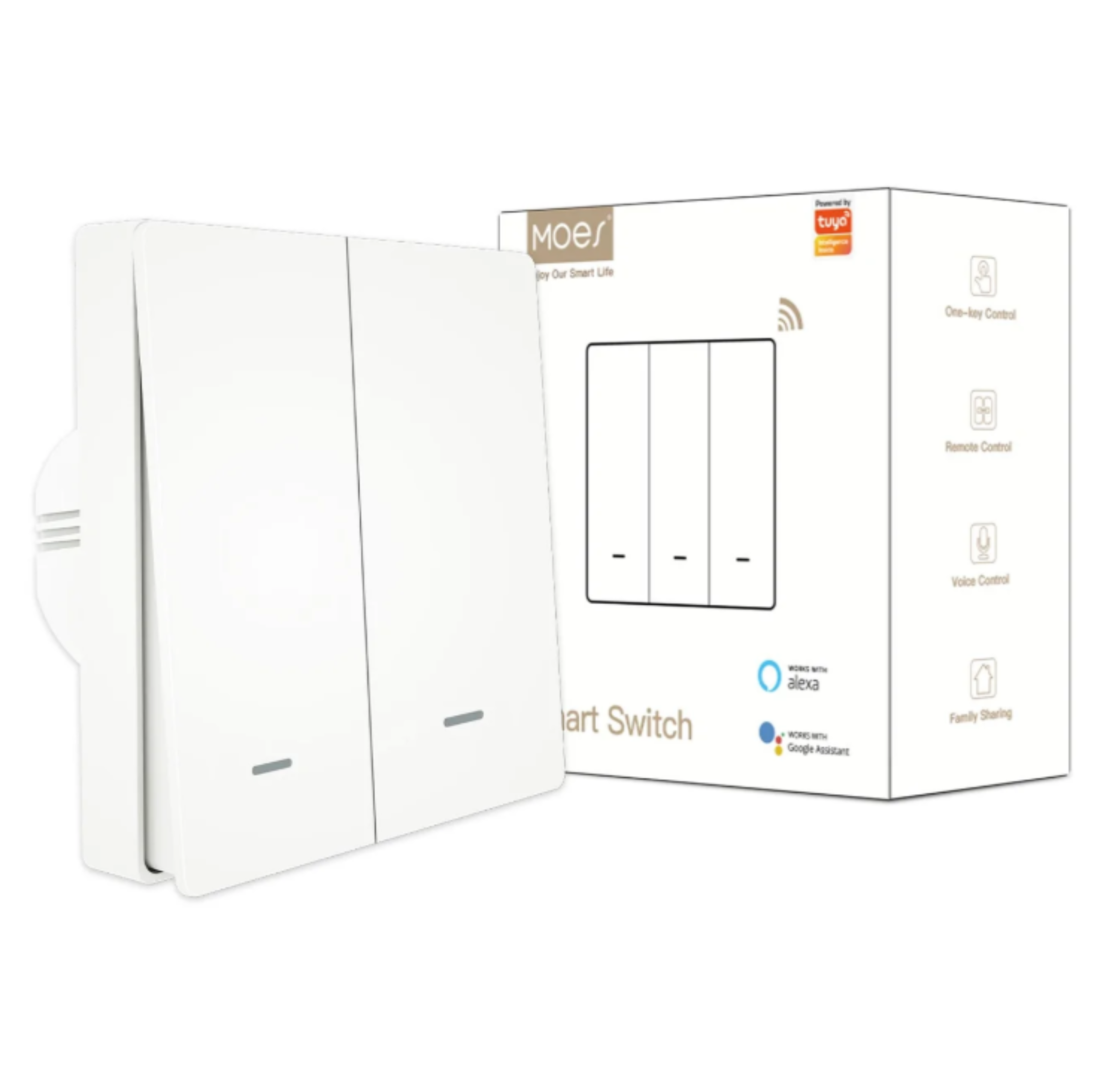 MOES ZigBee 1/2/3 Gang Smart Push Button Light Switch Multi-Control Neutral Wire Optional EU