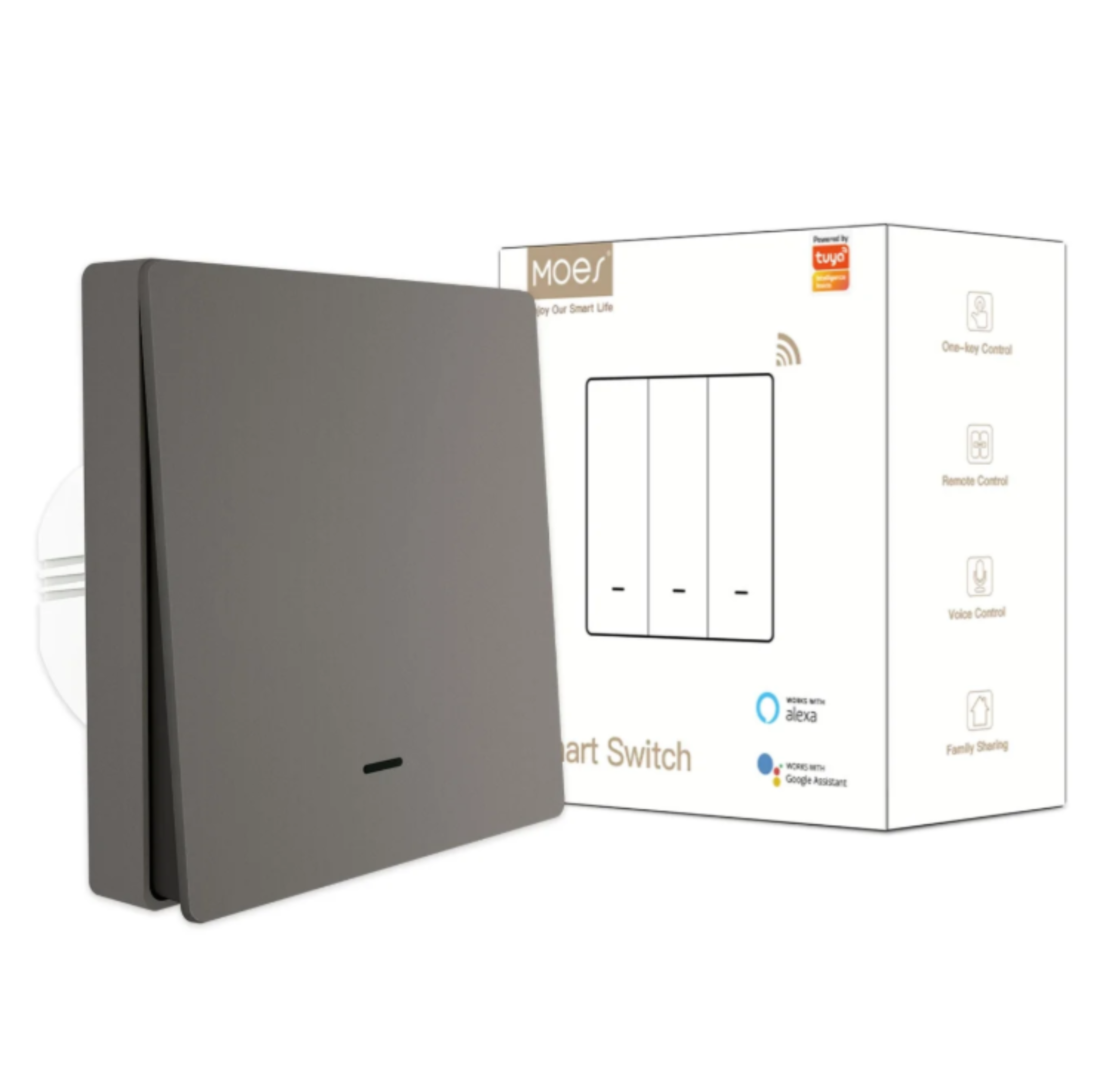 MOES ZigBee 1/2/3 Gang Smart Push Button Light Switch Multi-Control Neutral Wire Optional EU