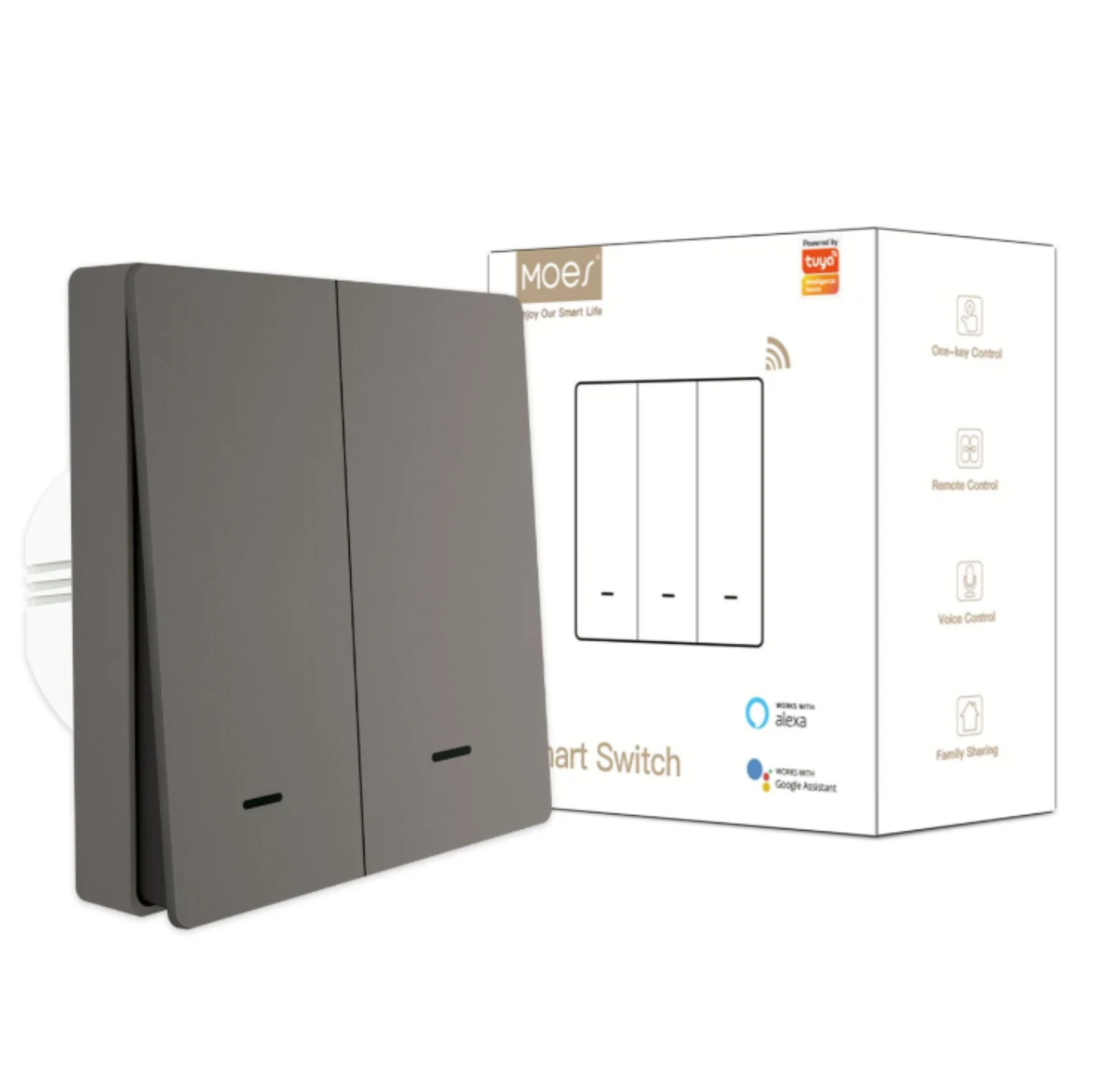 MOES ZigBee 1/2/3 Gang Smart Push Button Light Switch Multi-Control Neutral Wire Optional EU