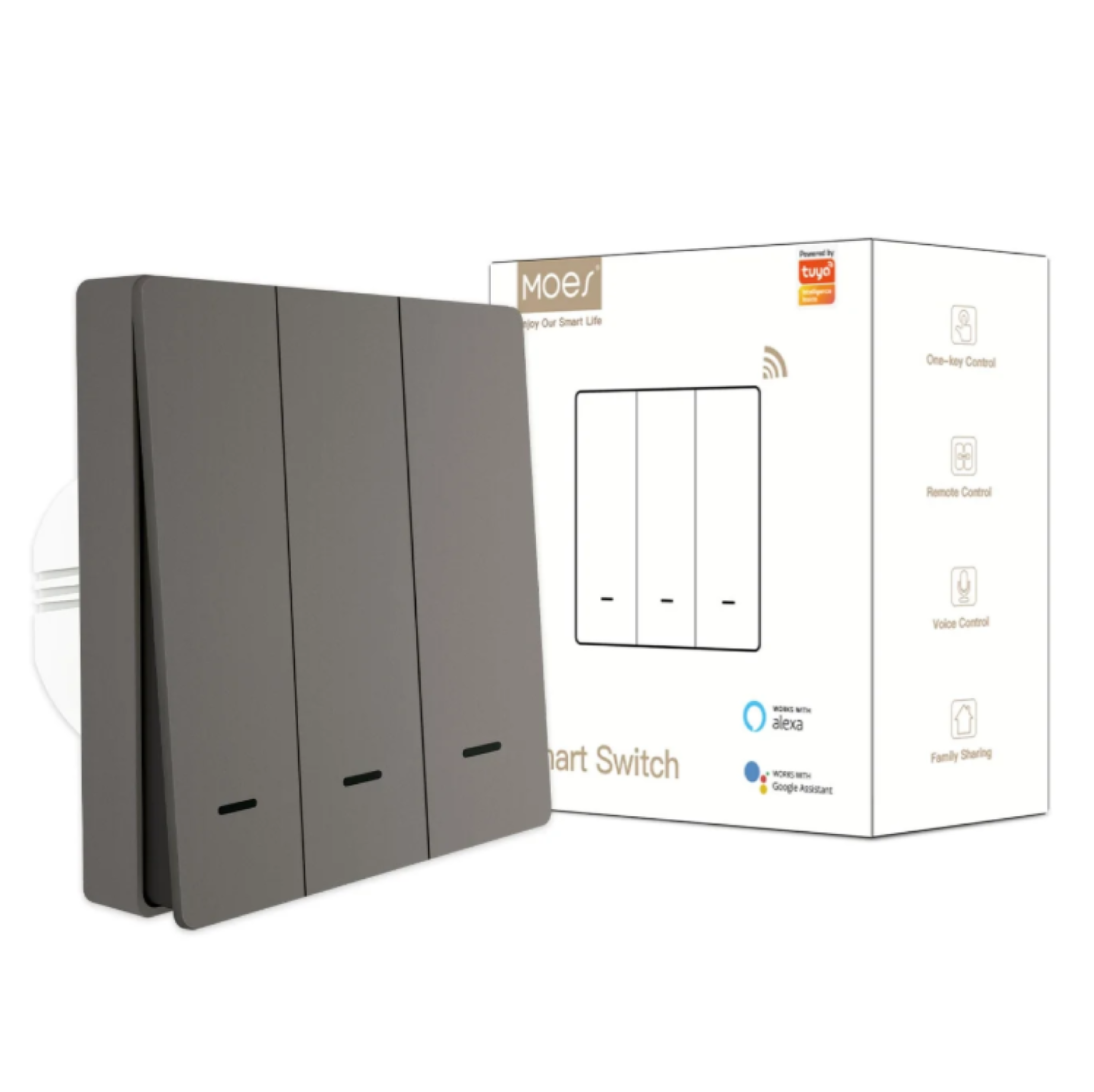 MOES ZigBee 1/2/3 Gang Smart Push Button Light Switch Multi-Control Neutral Wire Optional EU