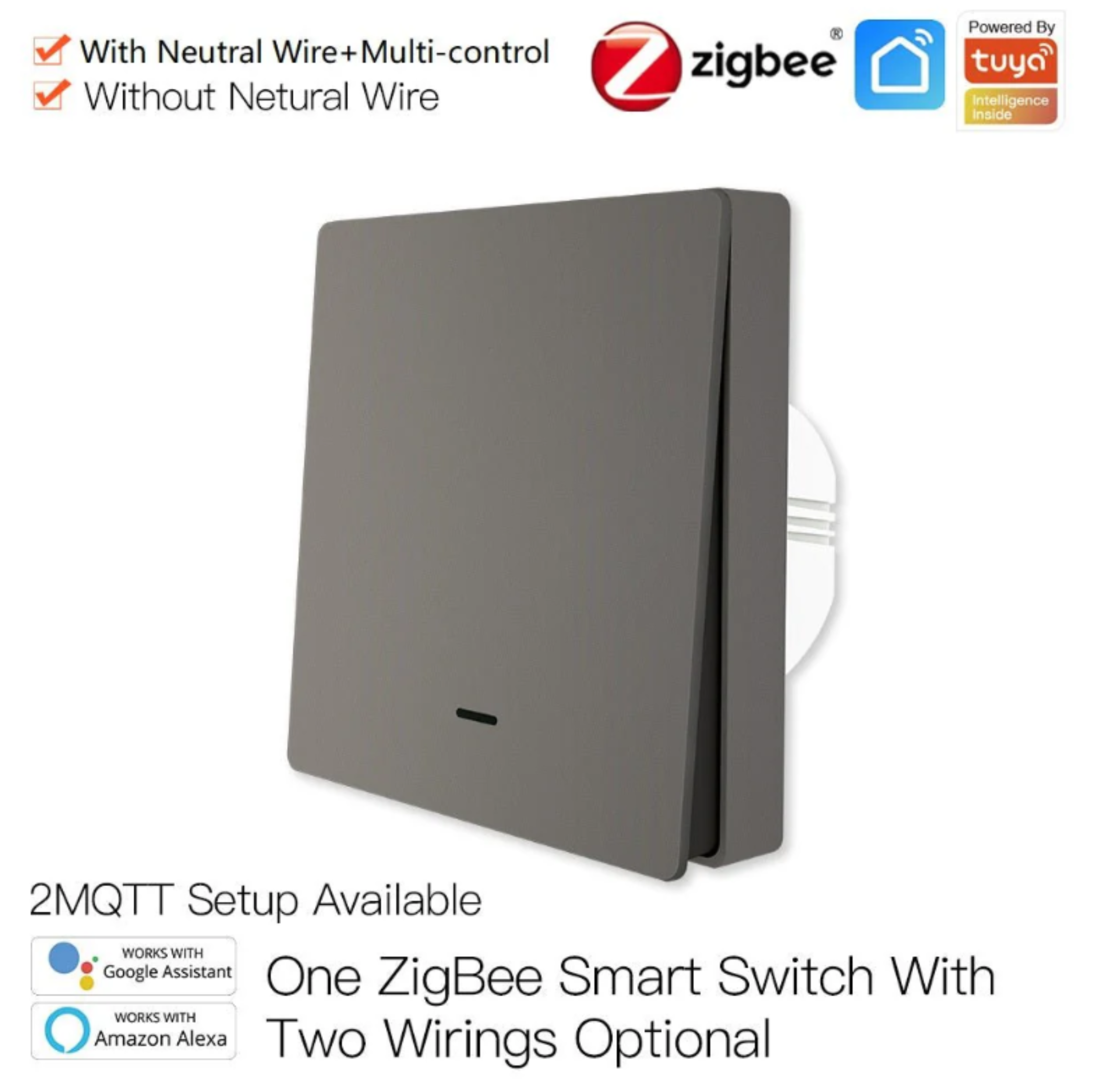 MOES ZigBee 1/2/3 Gang Smart Push Button Light Switch Multi-Control Neutral Wire Optional EU
